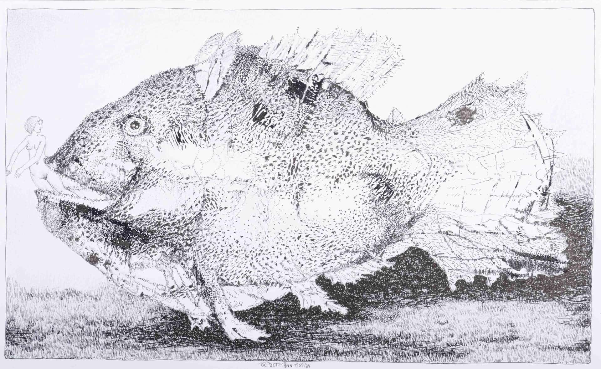 Frau des Jonas im Maul des Fischs