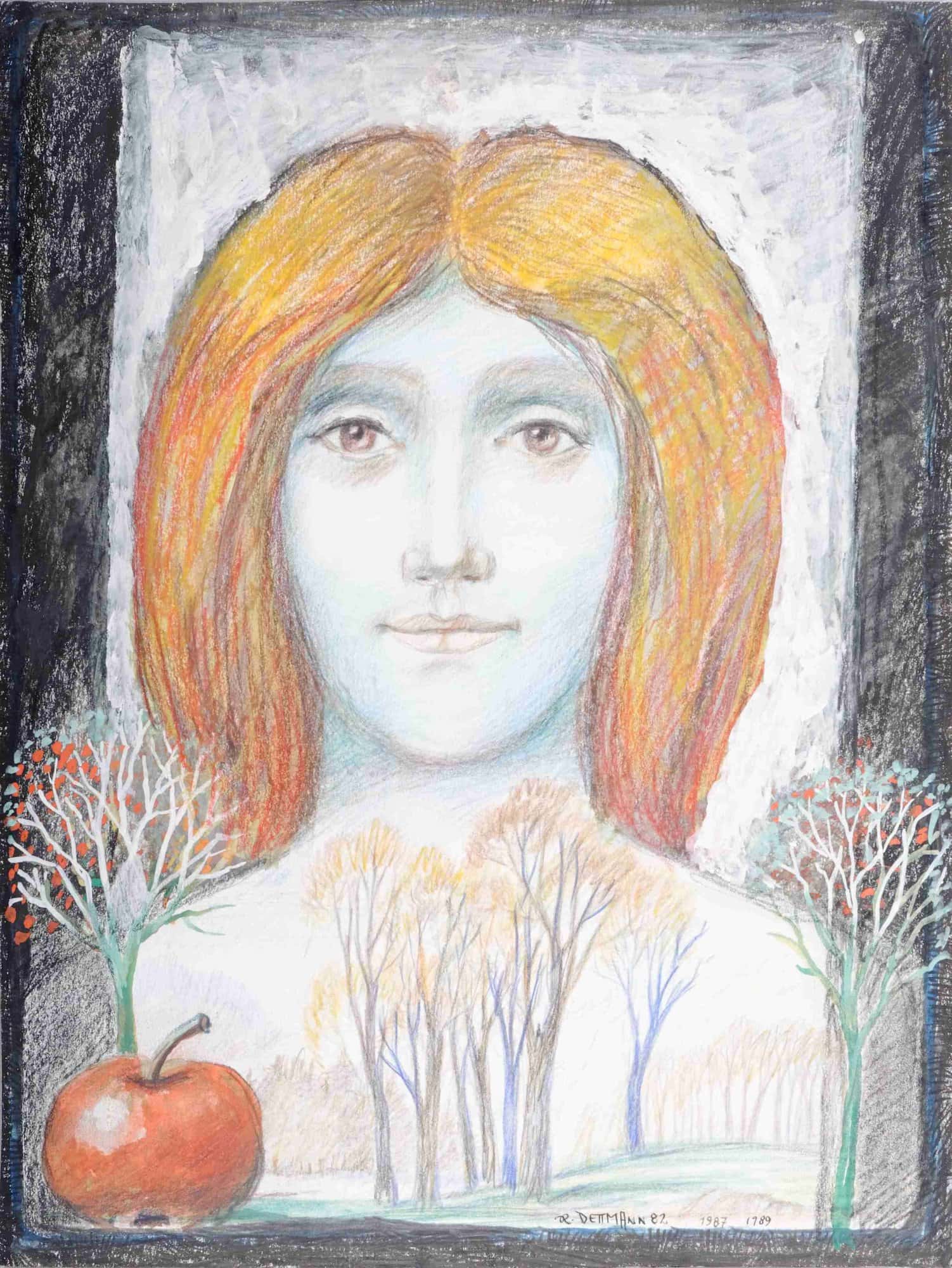 Frauenkopf über Landschaft