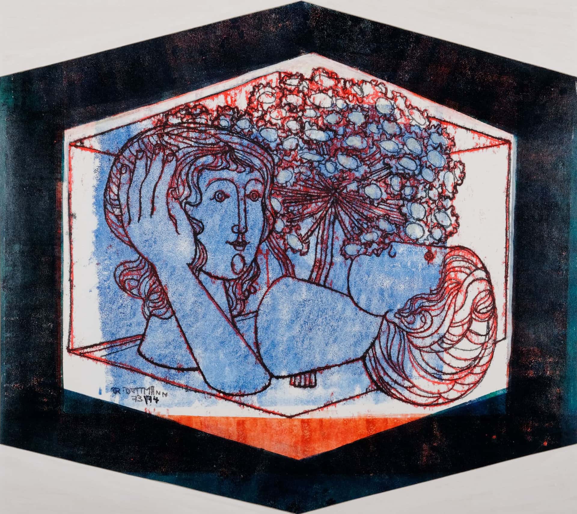 Doppelportrait mit Blüten