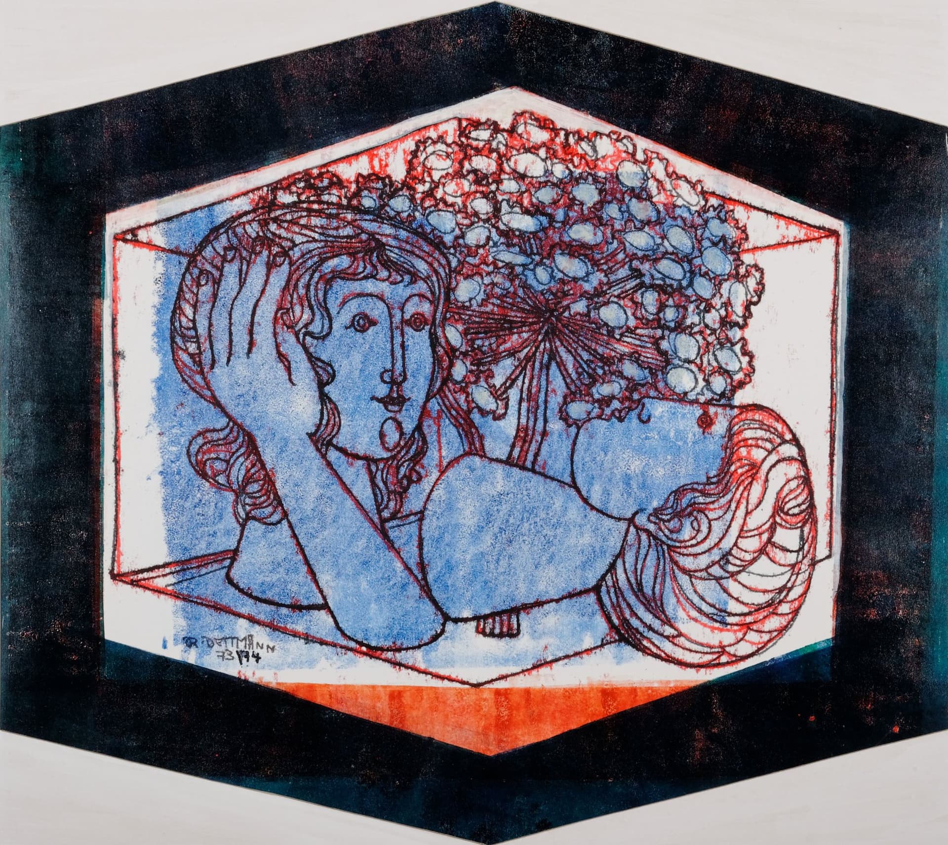 Doppelportrait mit Blüten