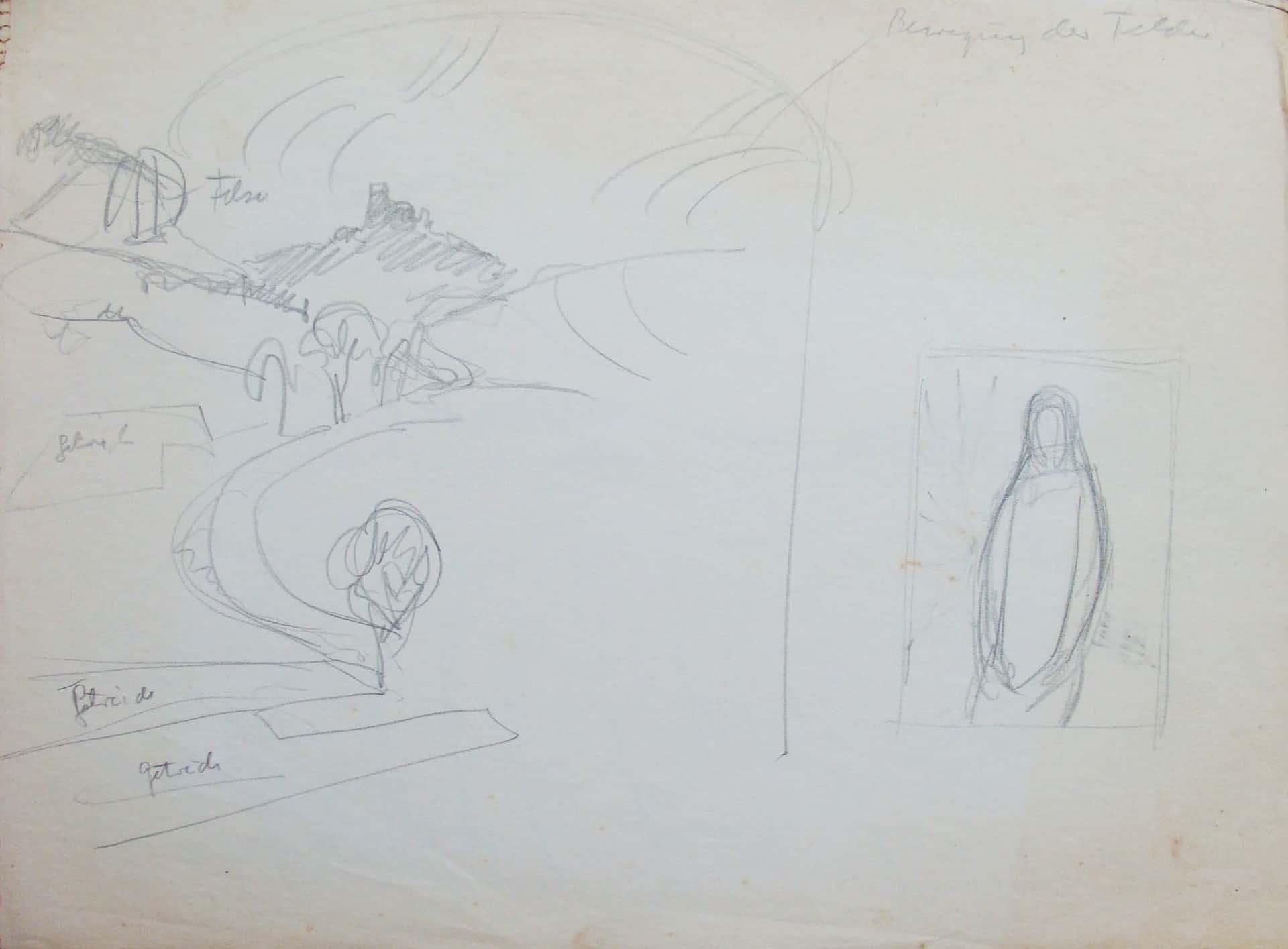 Landschaft mit Straße/Figur