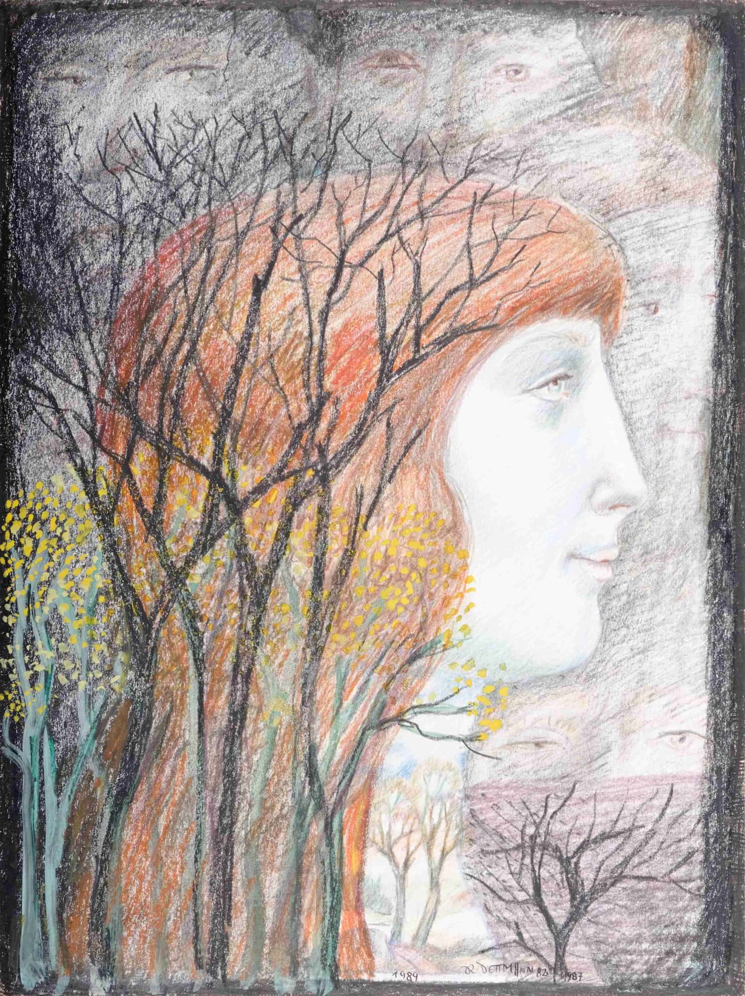 Frauenkopf und Gesichter