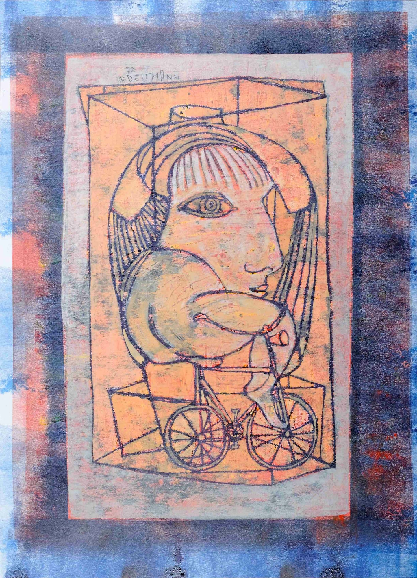 Kopffüßler auf Fahrrad