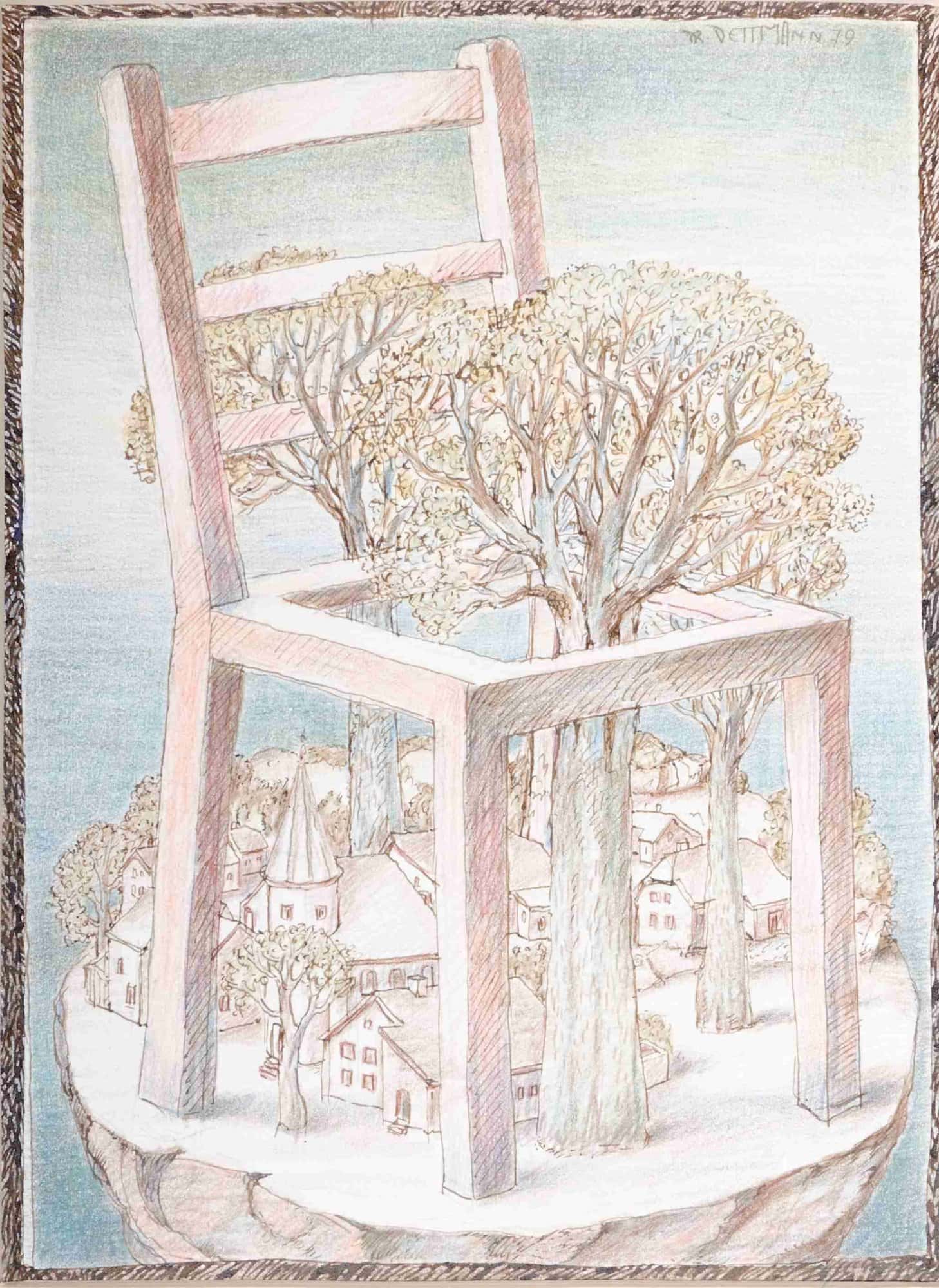 Stuhl über Ortschaft