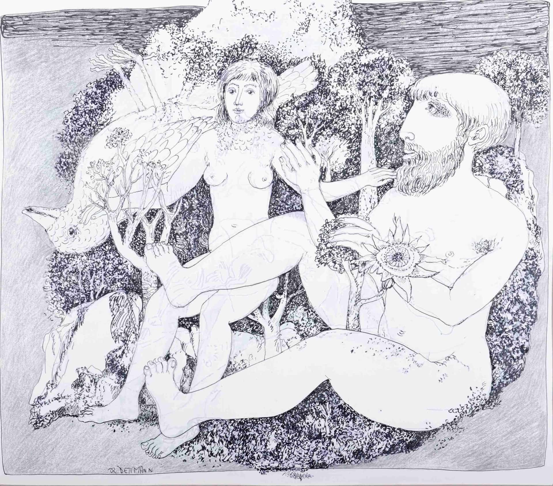 Aktpaar in Landschaft