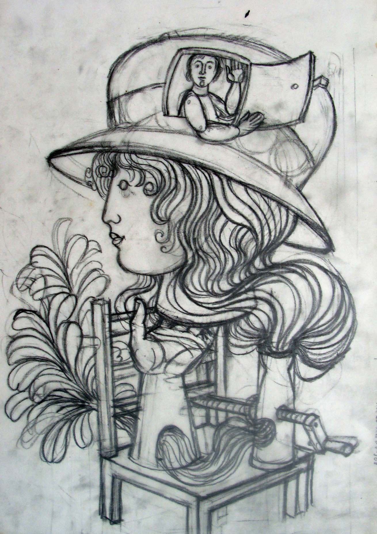 Frauenkopf auf Stuhl