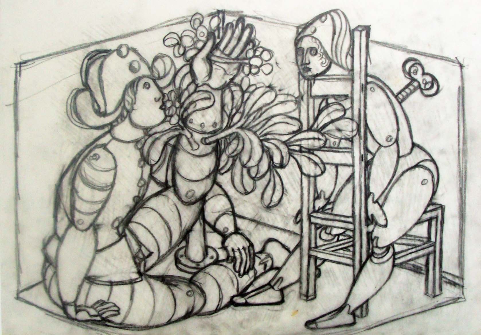 Harlekin mit Colombine