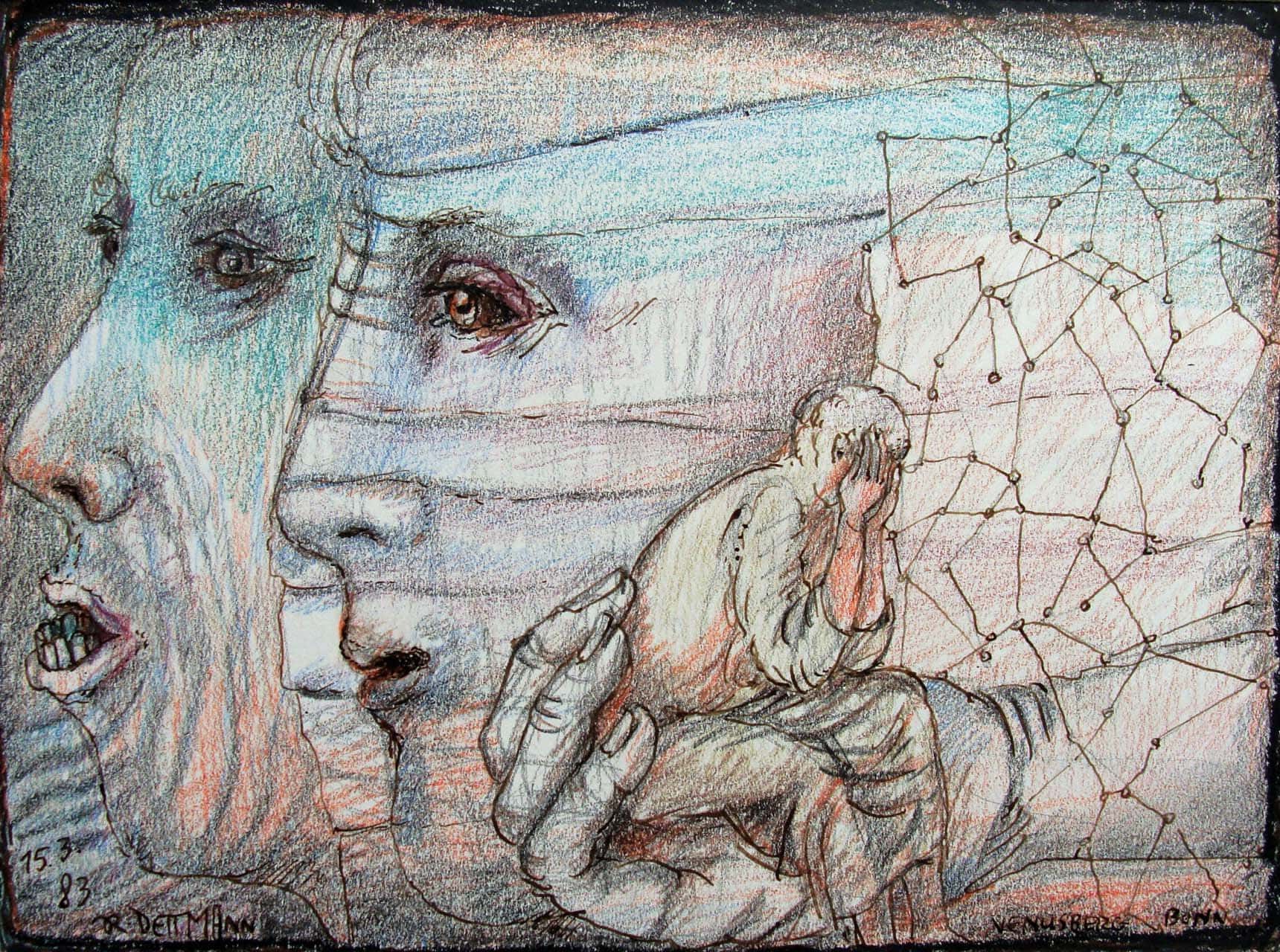 Kopfpaar mit Verzweifeltem