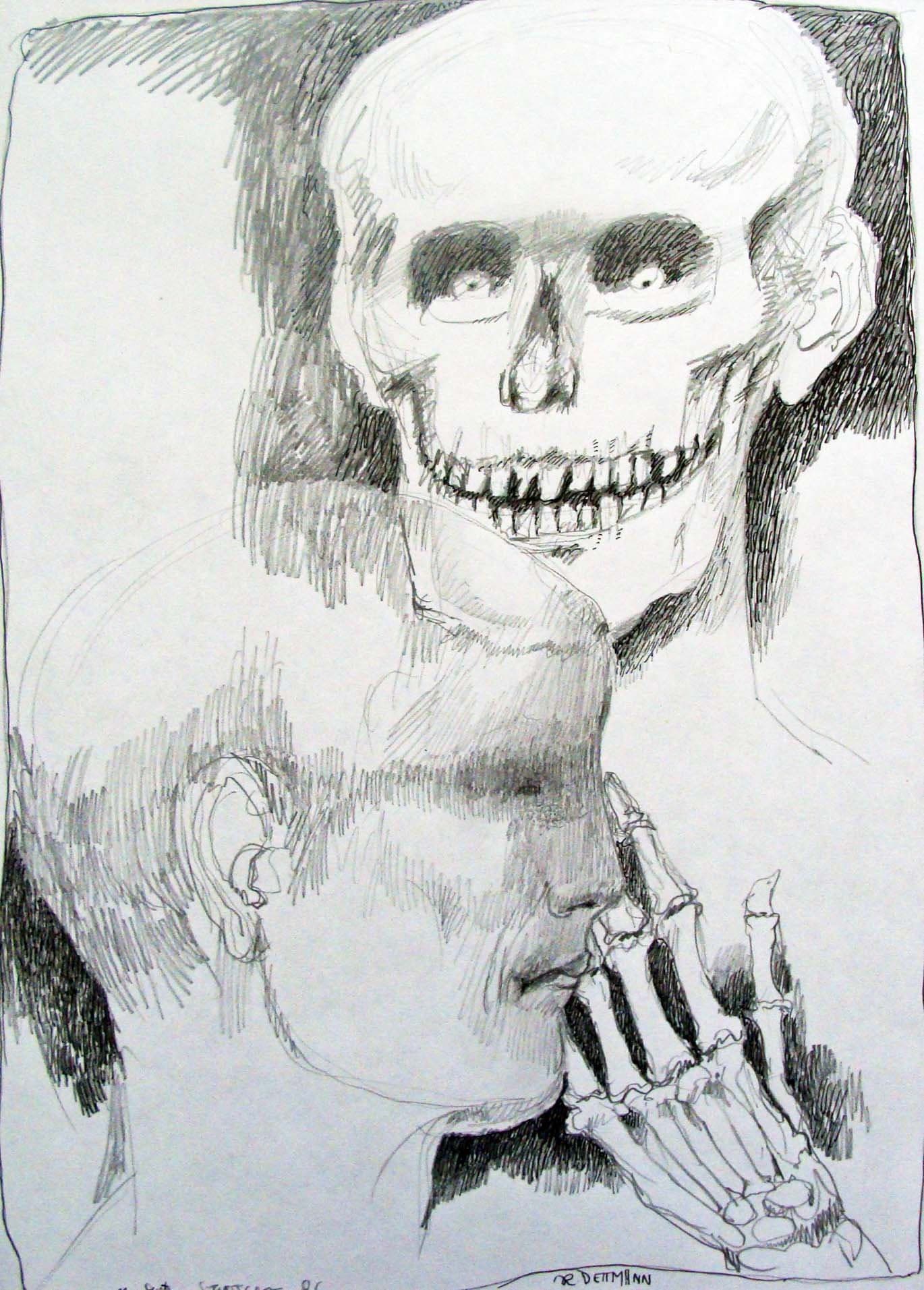 Kopf mit Totenschädel