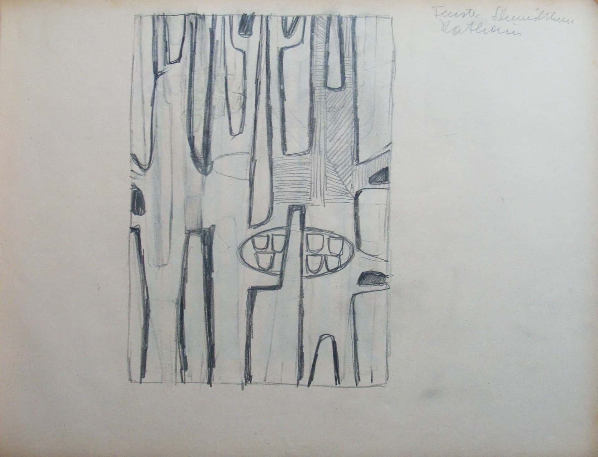 Glasfensterentwurf Rathaus Schmidtheim