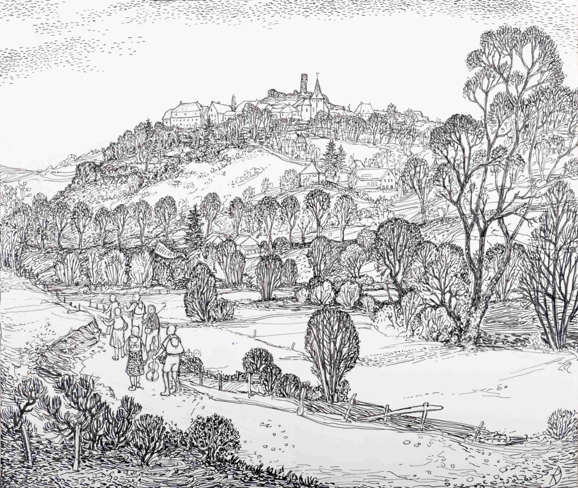 Wandergruppe vor Kronenburg