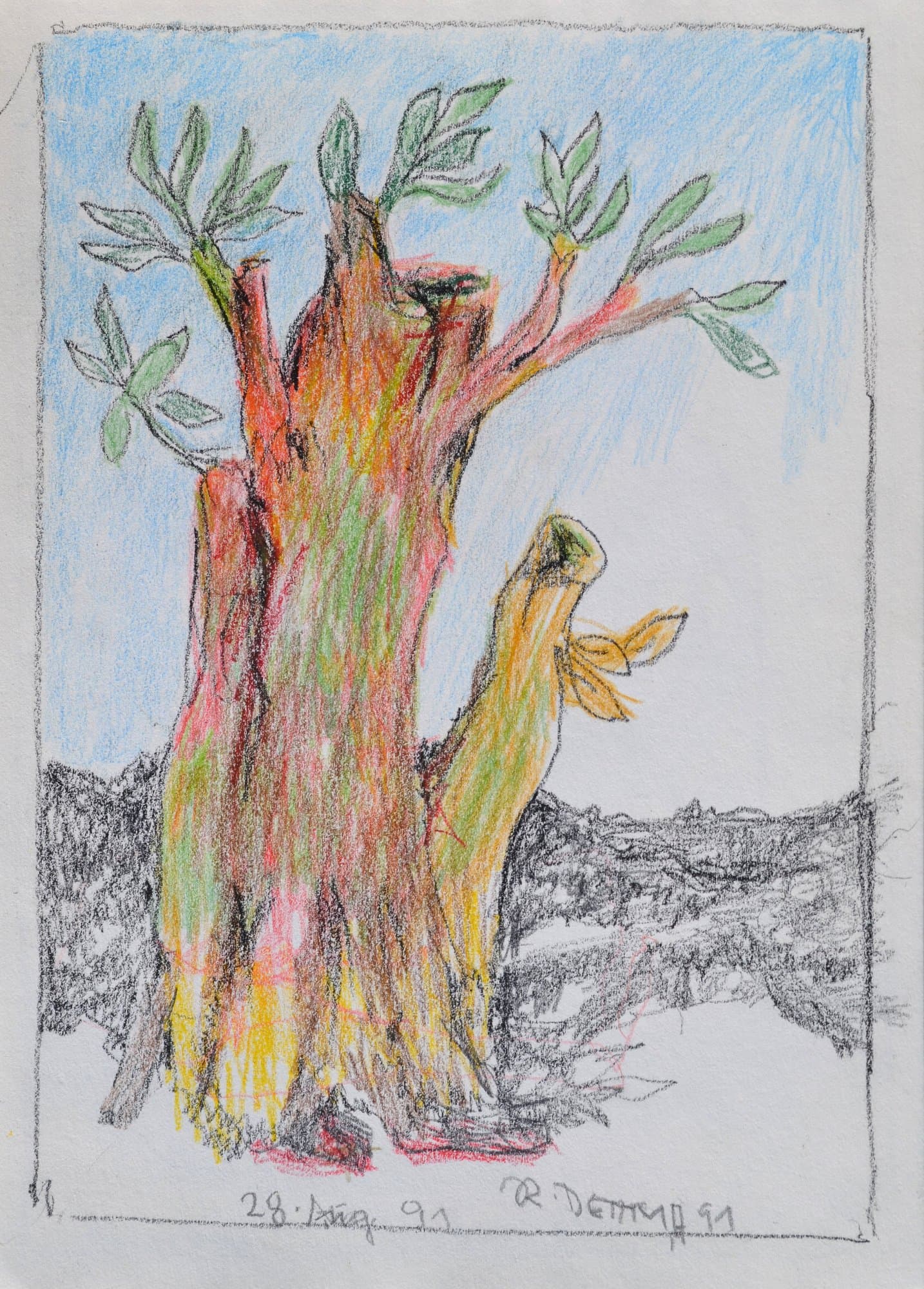 Sprießender Baumstumpf