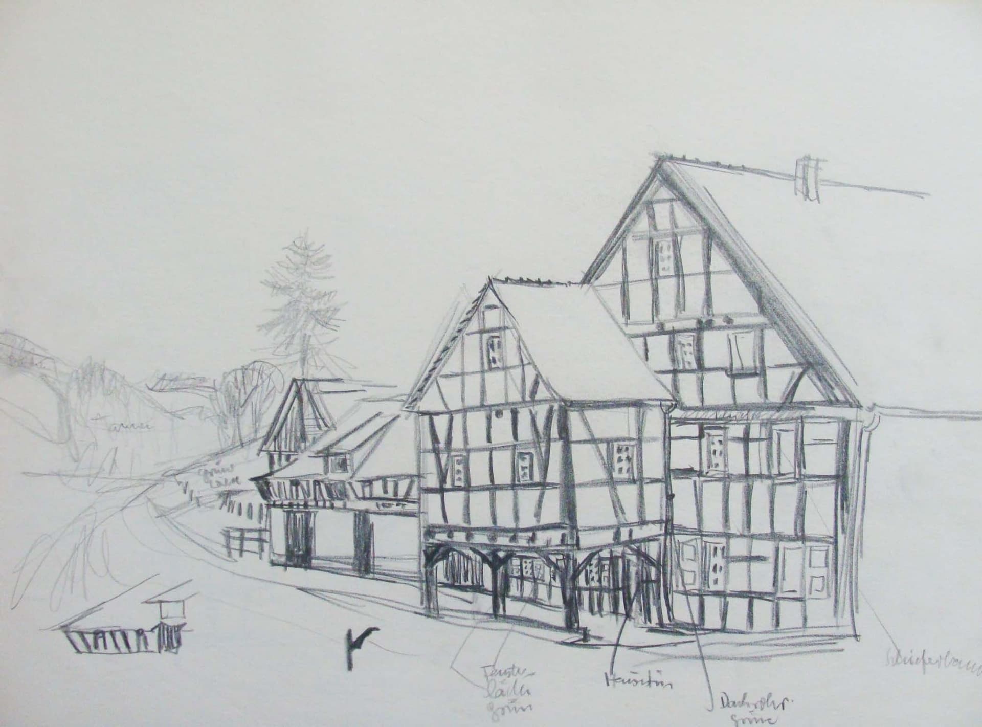 Straße mit Fachwerkhaus