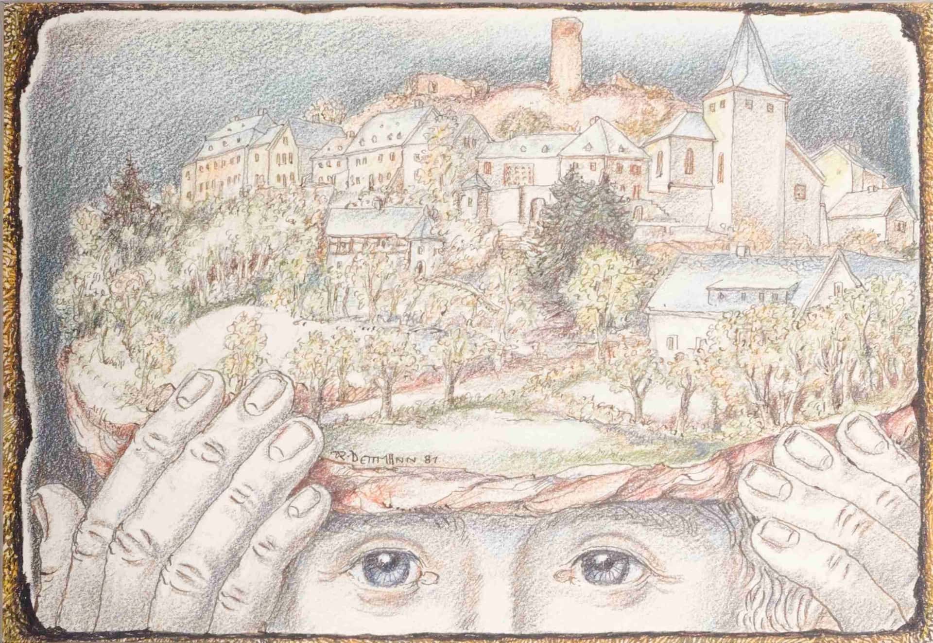 Kronenburg auf Kopf eines Jungen