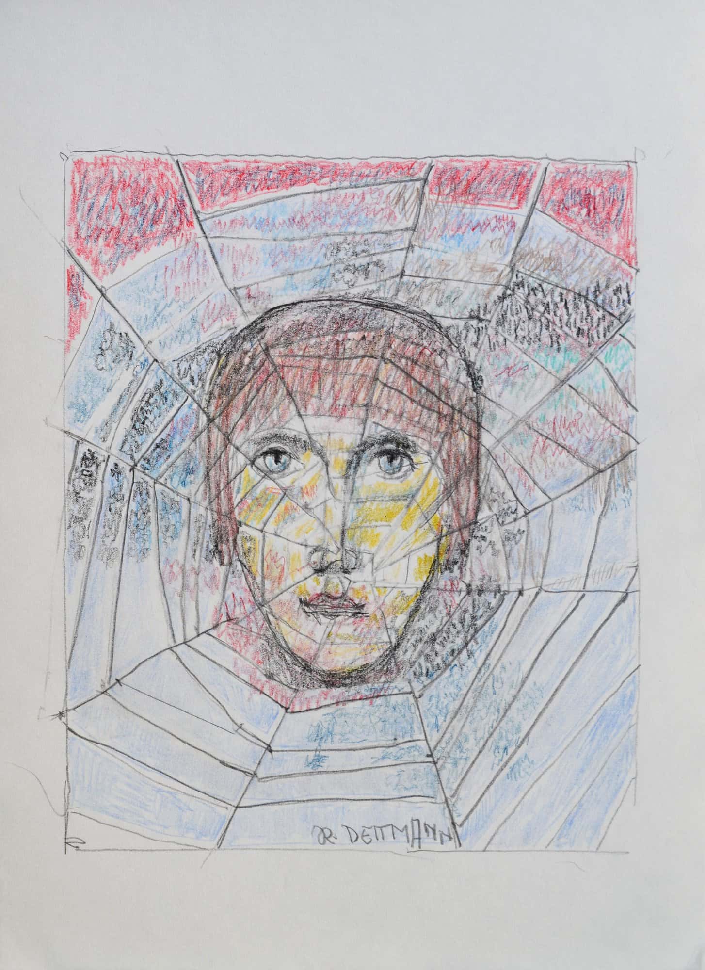 Kopf und Spinnennetz