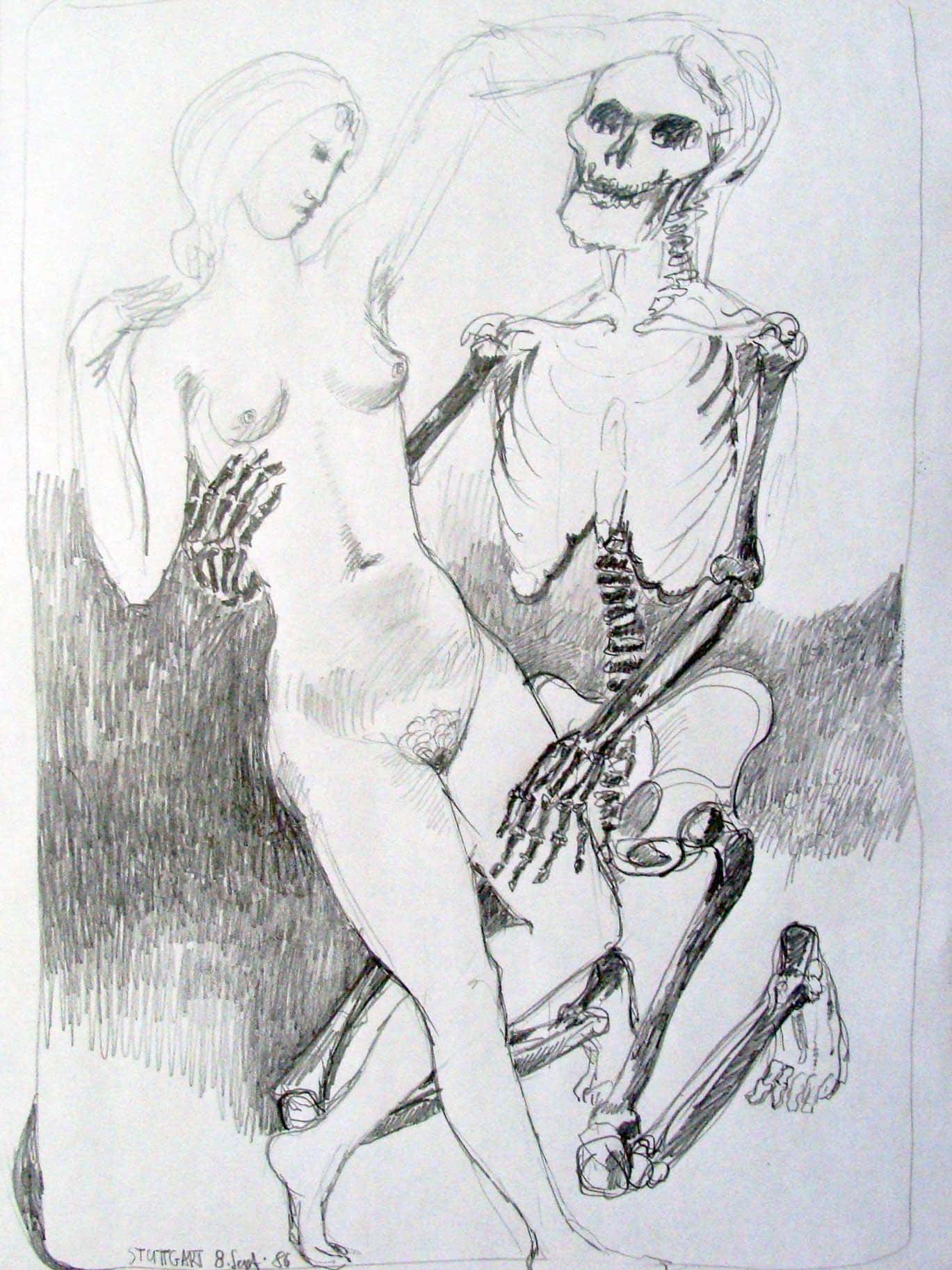 Tanzender Akt mit Tod