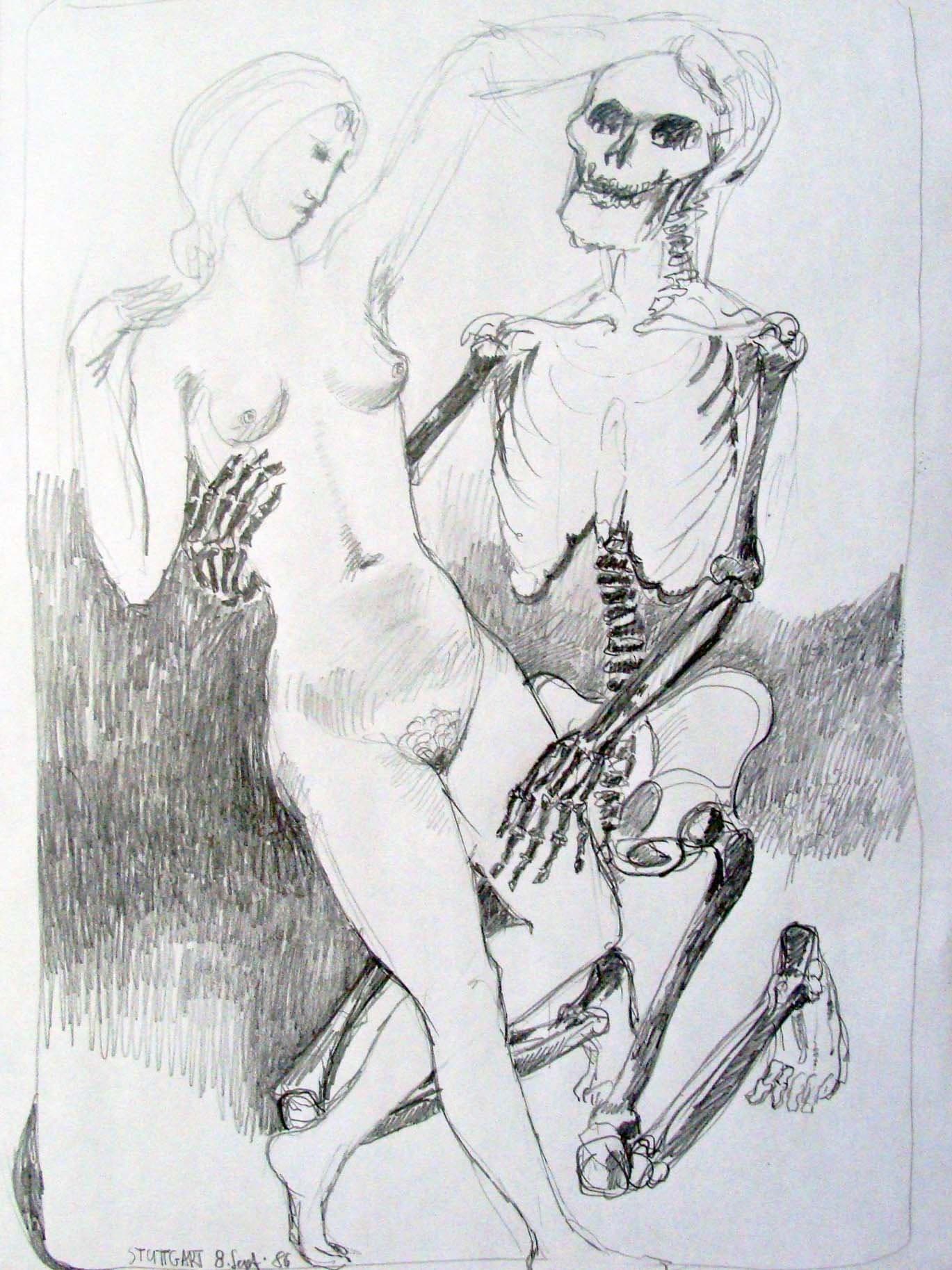 Tanzender Akt mit Tod