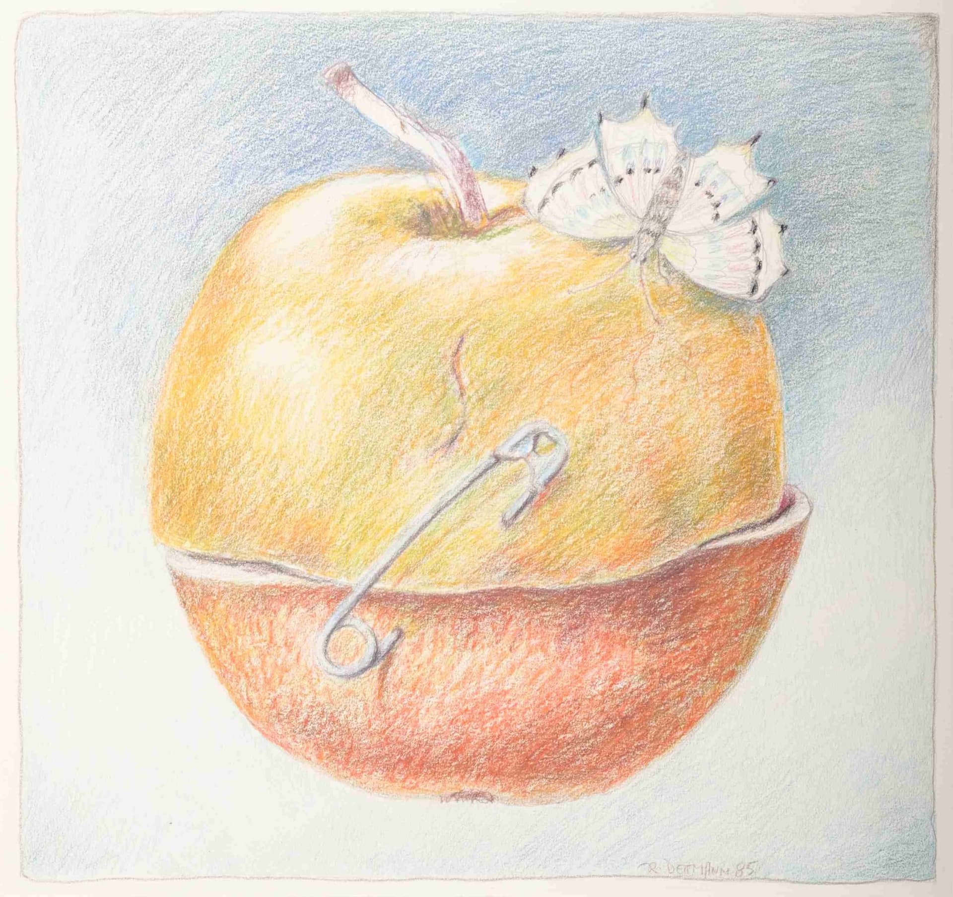 Apfel und Schmetterling