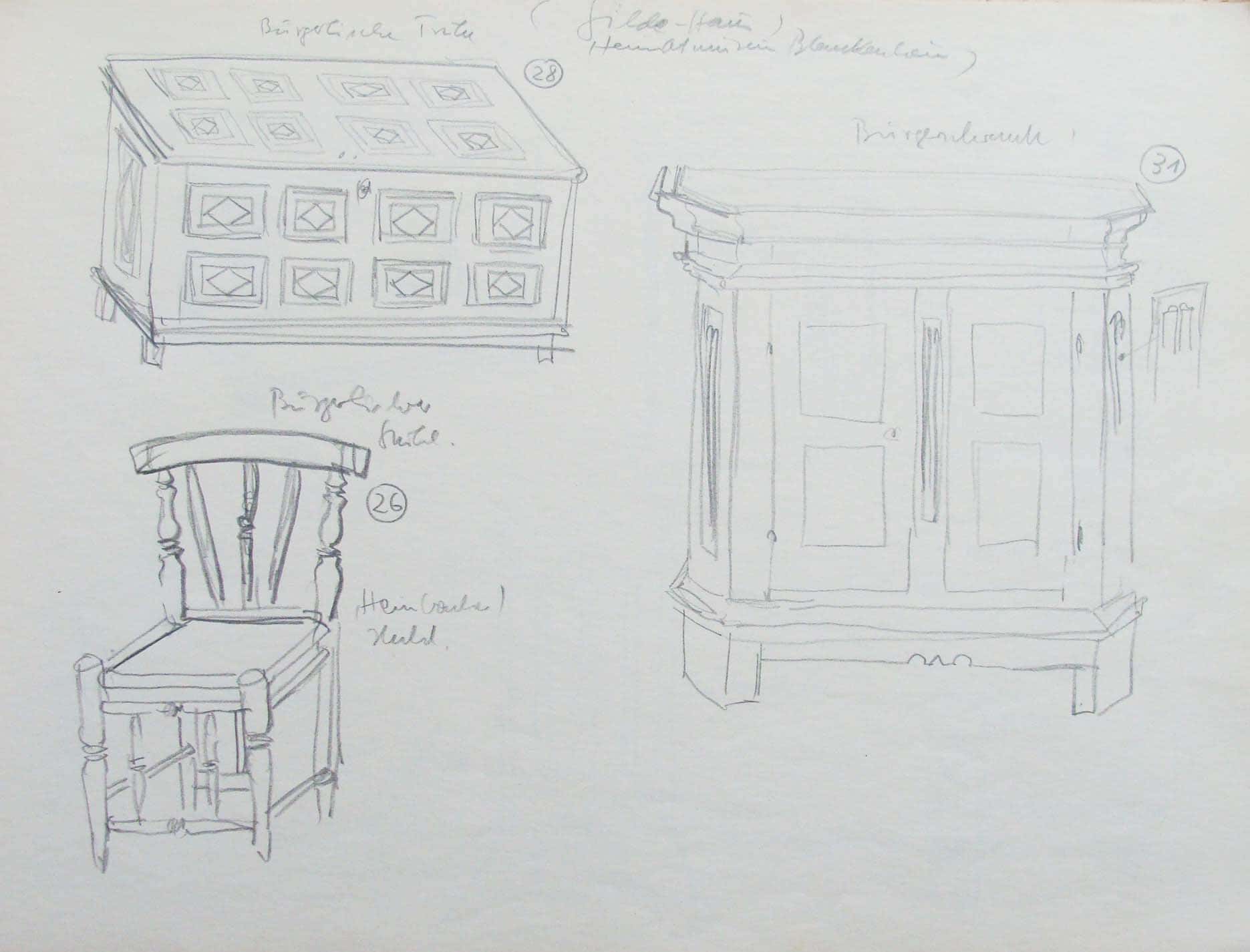 Truhe, Stuhl und Schrank