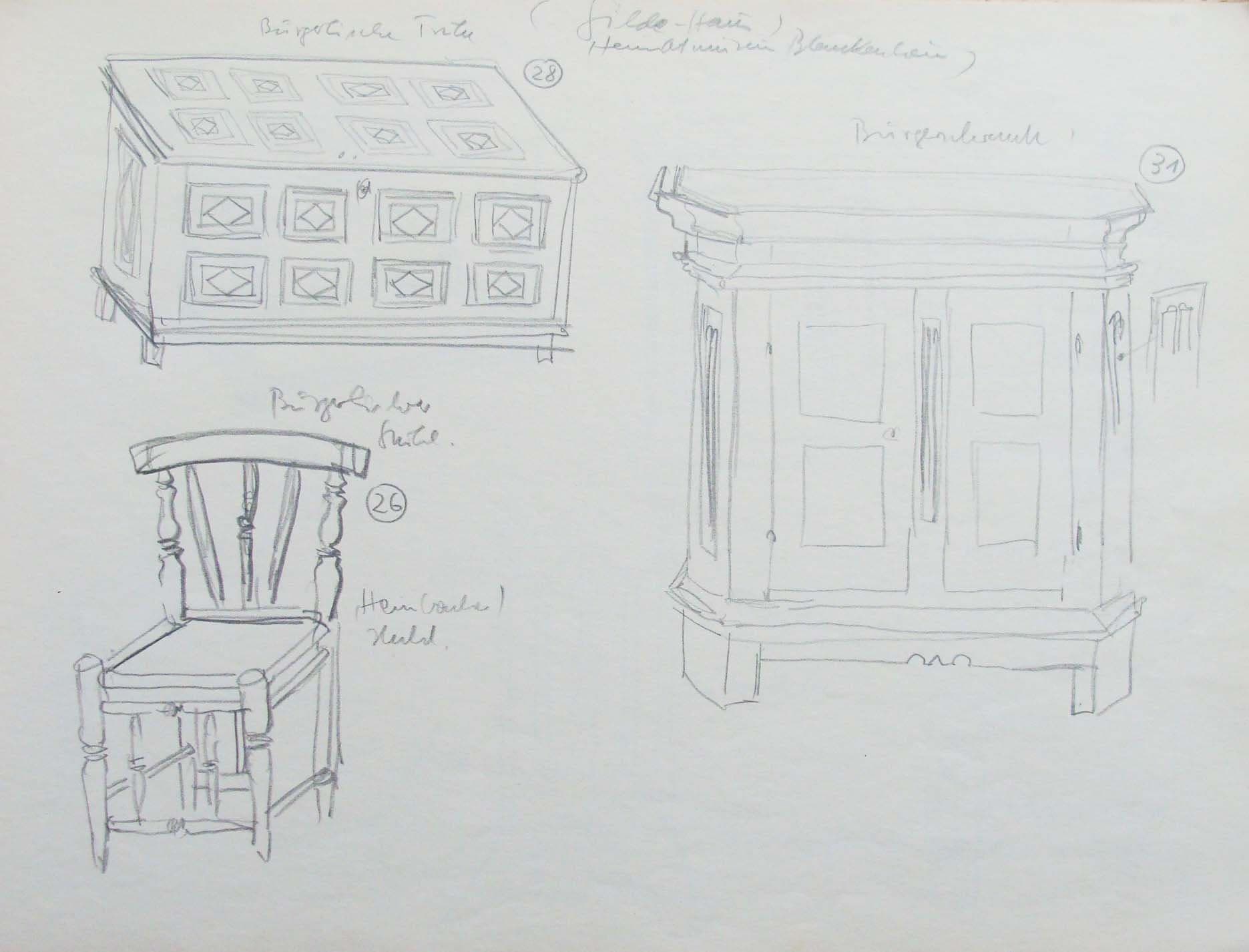 Truhe, Stuhl und Schrank