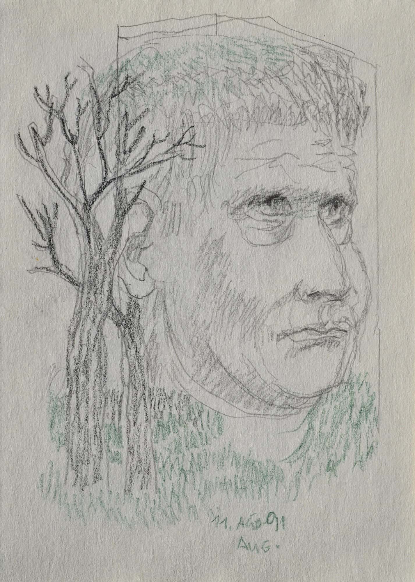 Männerportrait mit Baum
