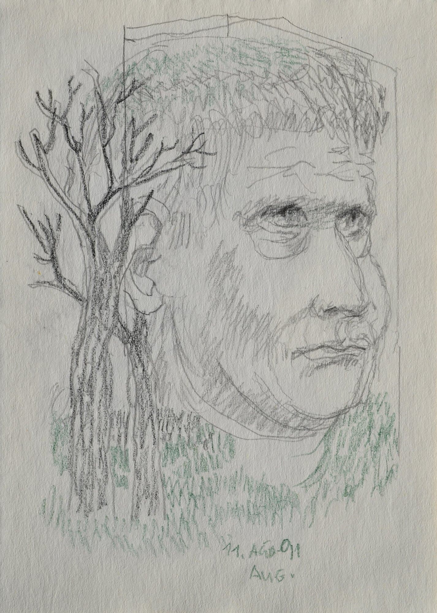 Männerportrait mit Baum