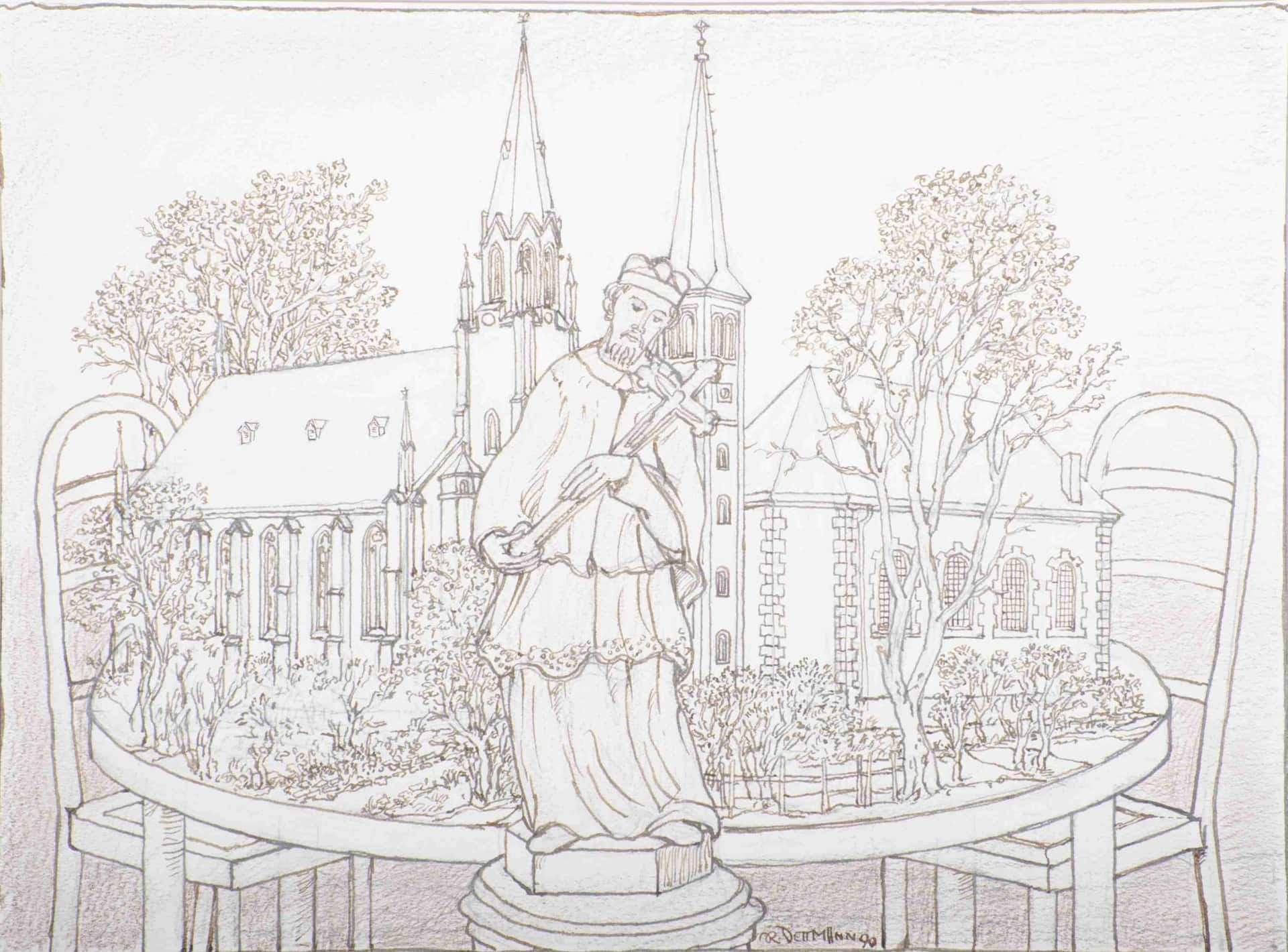 Nepomuk vor Gemünder Kirchen