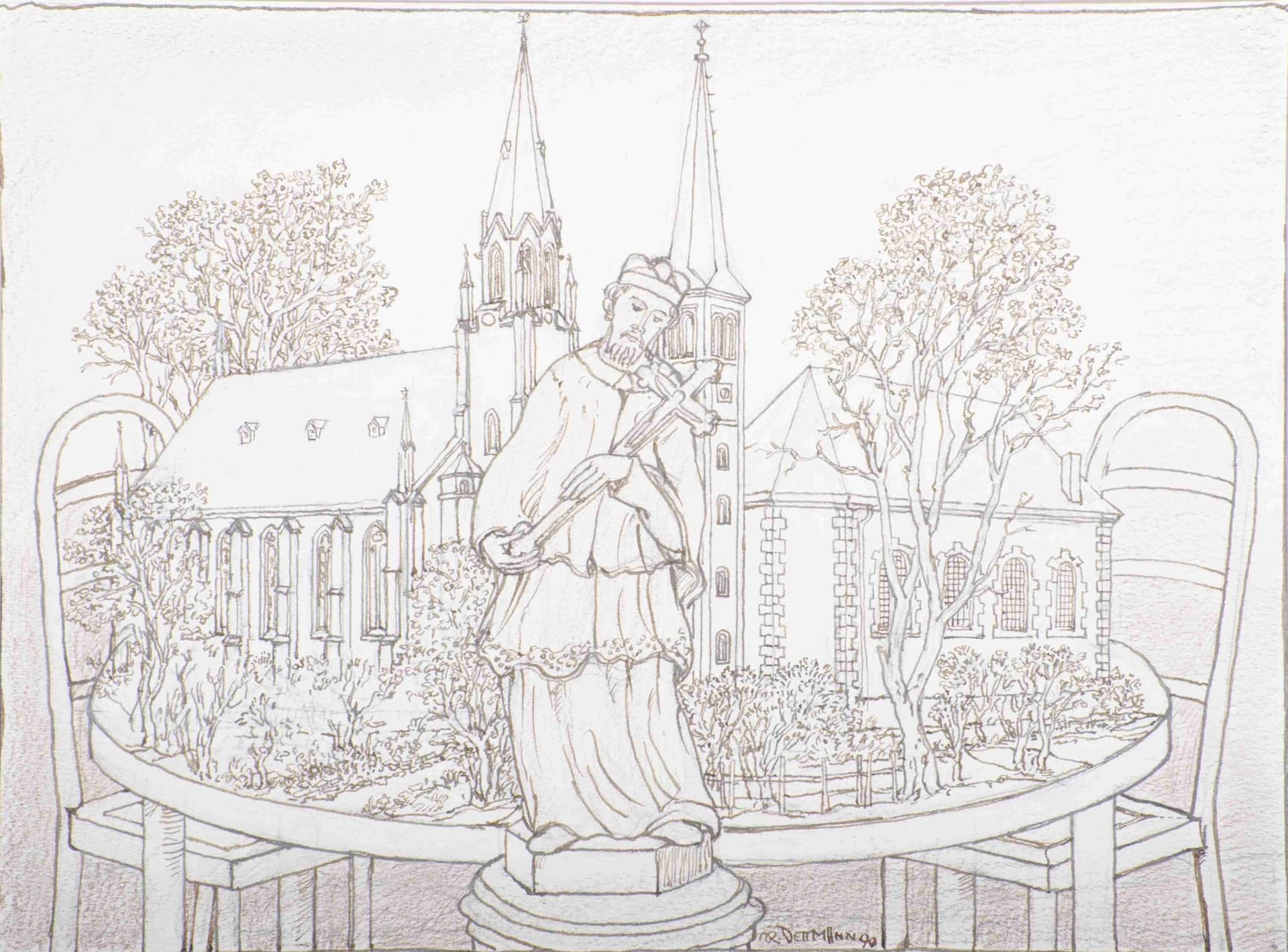 Nepomuk vor Gemünder Kirchen