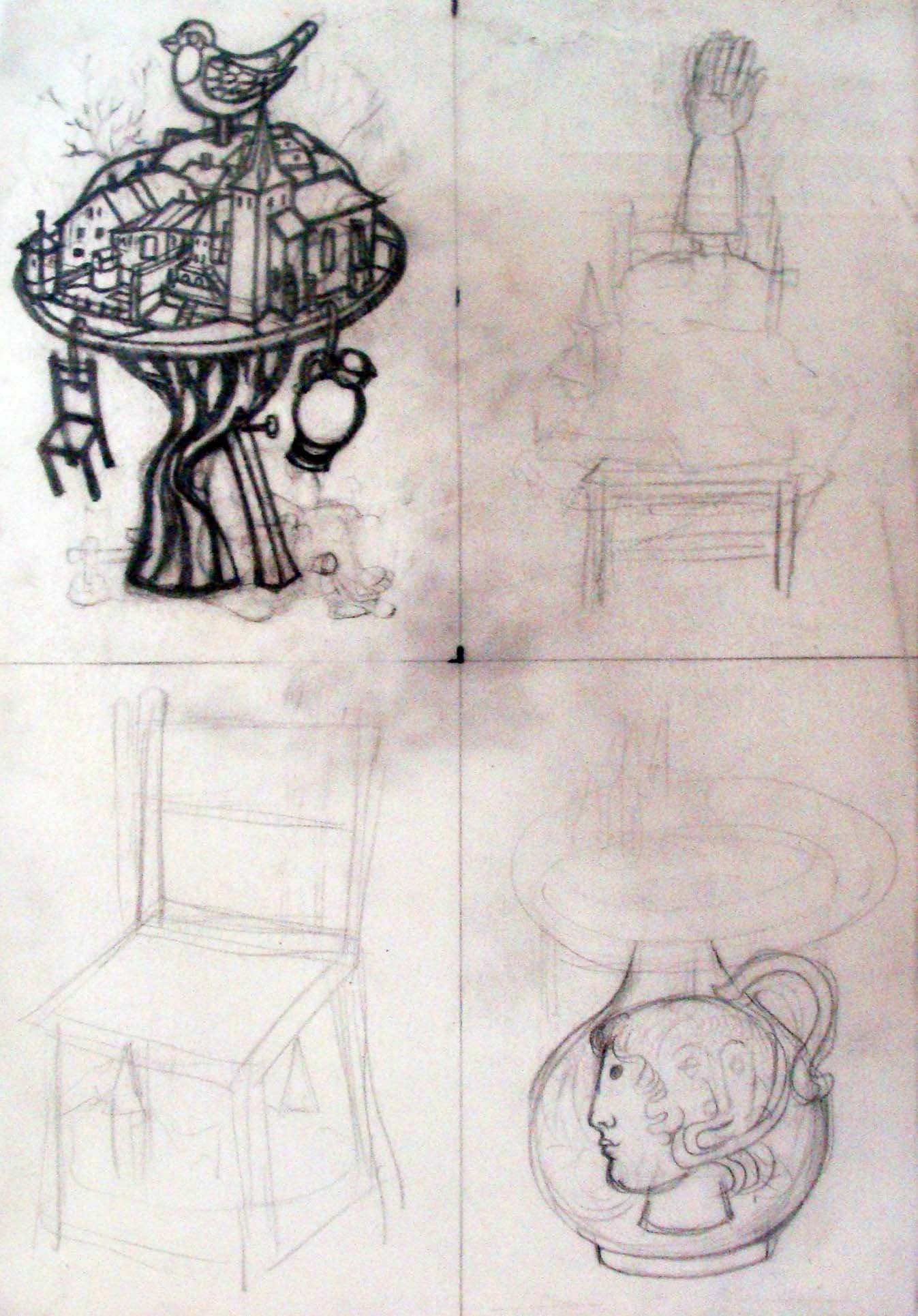 Vier surreale Bilder