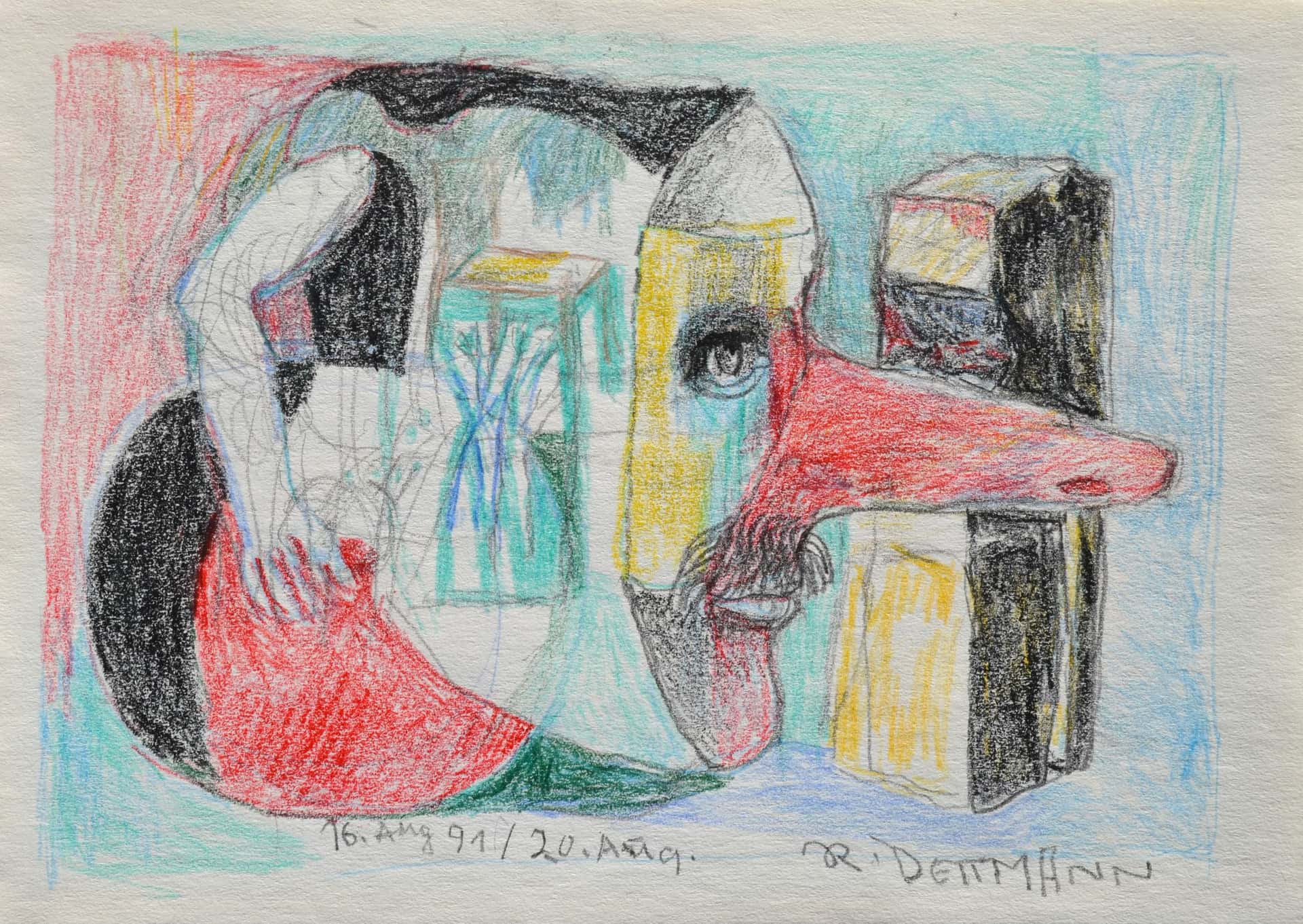 Surrealer Männerkopf