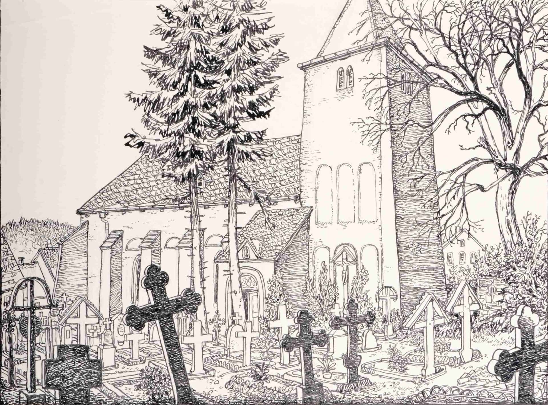 Friedhof und Kirche, Baasem
